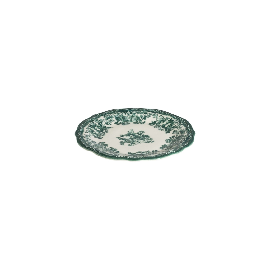 24-częściowy zestaw obiadowy, biały/zielony, porcelana
