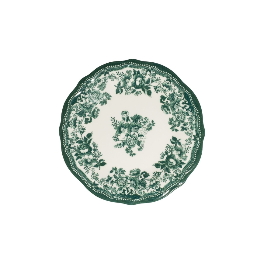 24-częściowy zestaw obiadowy, biały/zielony, porcelana
