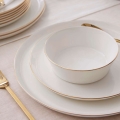 24-częściowy zestaw obiadowy, biały/złoty, porcelana