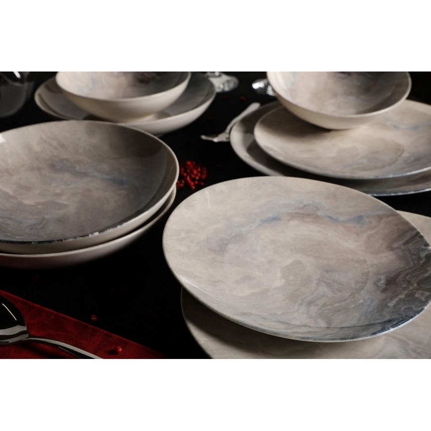 24-częściowy zestaw obiadowy, brązowy, porcelana