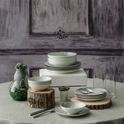 24-częściowy zestaw obiadowy, brązowy, porcelana