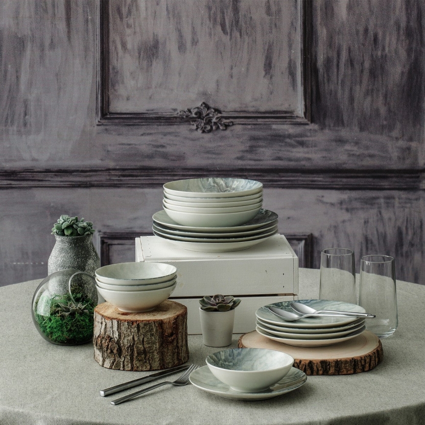 24-częściowy zestaw obiadowy, brązowy, porcelana