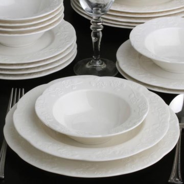 24-częściowy zestaw obiadowy, kremowy / porcelana