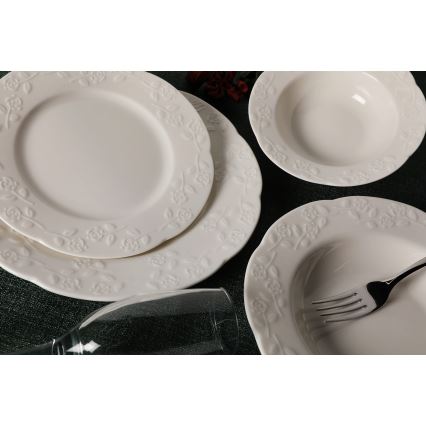 24-częściowy zestaw obiadowy, kremowy / porcelana