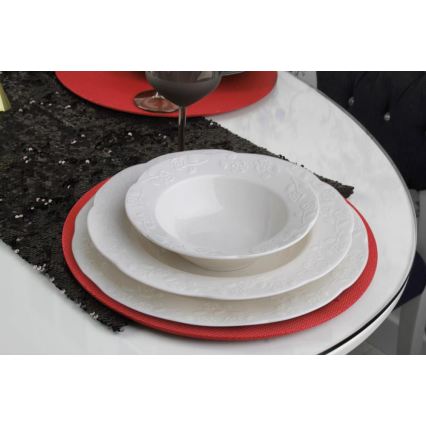 24-częściowy zestaw obiadowy, kremowy / porcelana