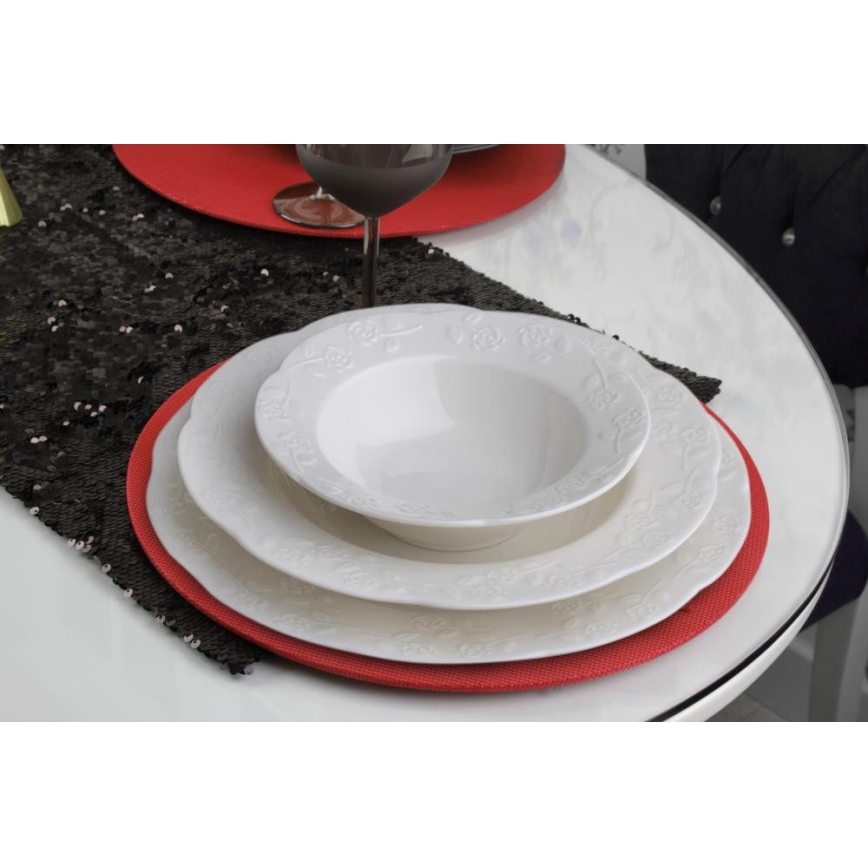 24-częściowy zestaw obiadowy, kremowy / porcelana