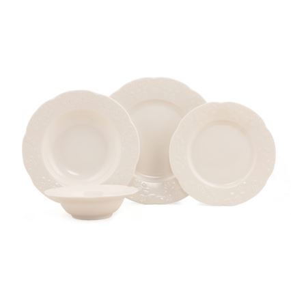 24-częściowy zestaw obiadowy, kremowy / porcelana