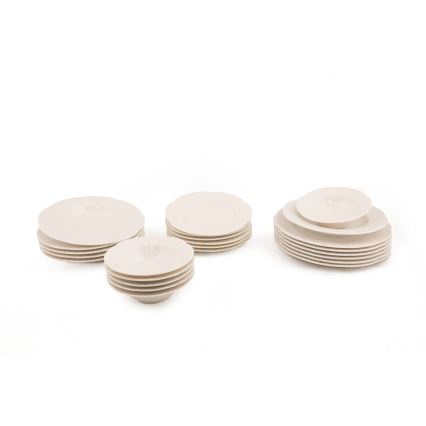 24-częściowy zestaw obiadowy, kremowy / porcelana