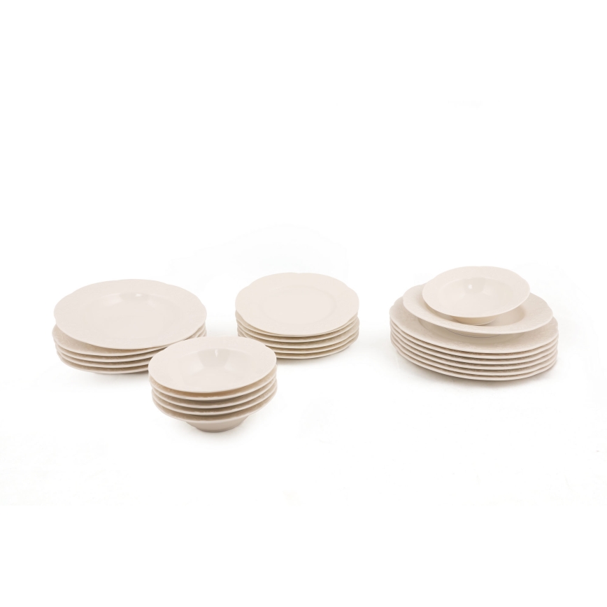 24-częściowy zestaw obiadowy, kremowy / porcelana