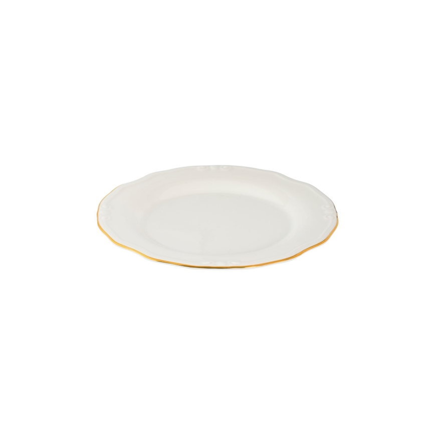 24-częściowy zestaw obiadowy, porcelana, biały/złoty