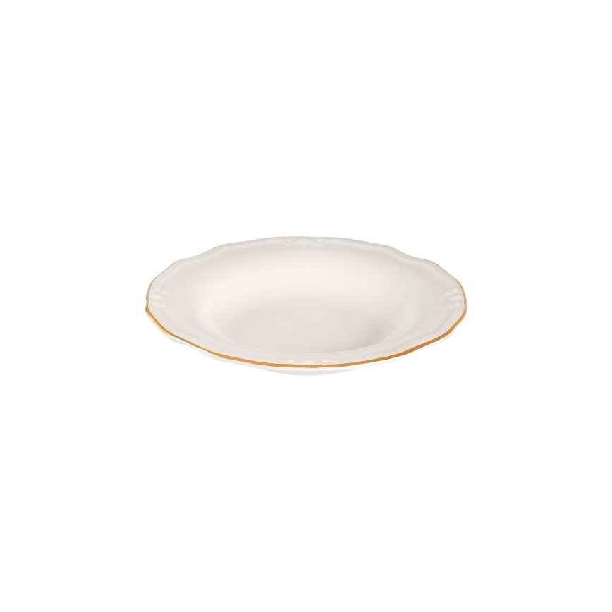 24-częściowy zestaw obiadowy, porcelana, biały/złoty