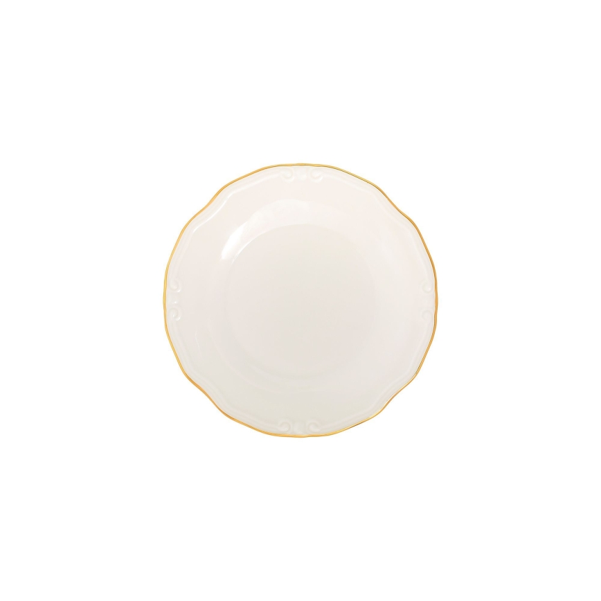 24-częściowy zestaw obiadowy, porcelana, biały/złoty