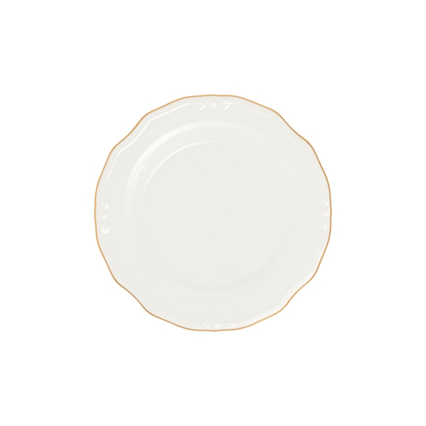 24-częściowy zestaw obiadowy, porcelana, biały/złoty