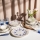 24-częściowy zestaw obiadowy, porcelanowy, biały/niebieski/czerwony