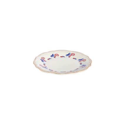 24-częściowy zestaw obiadowy, porcelanowy, biały/niebieski/czerwony
