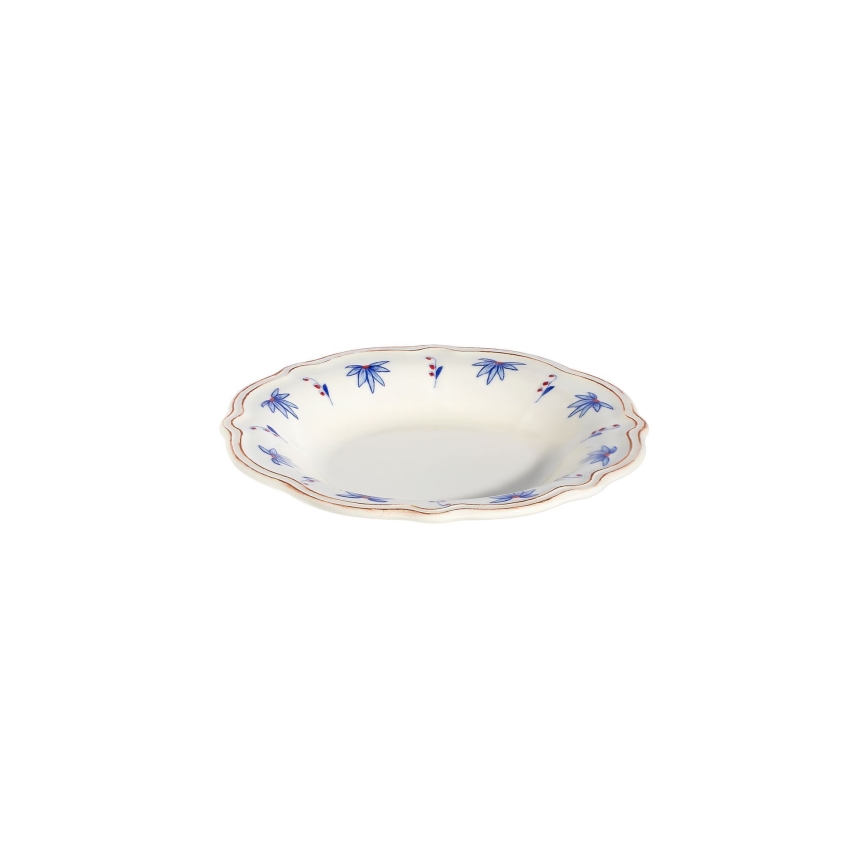 24-częściowy zestaw obiadowy, porcelanowy, biały/niebieski/czerwony
