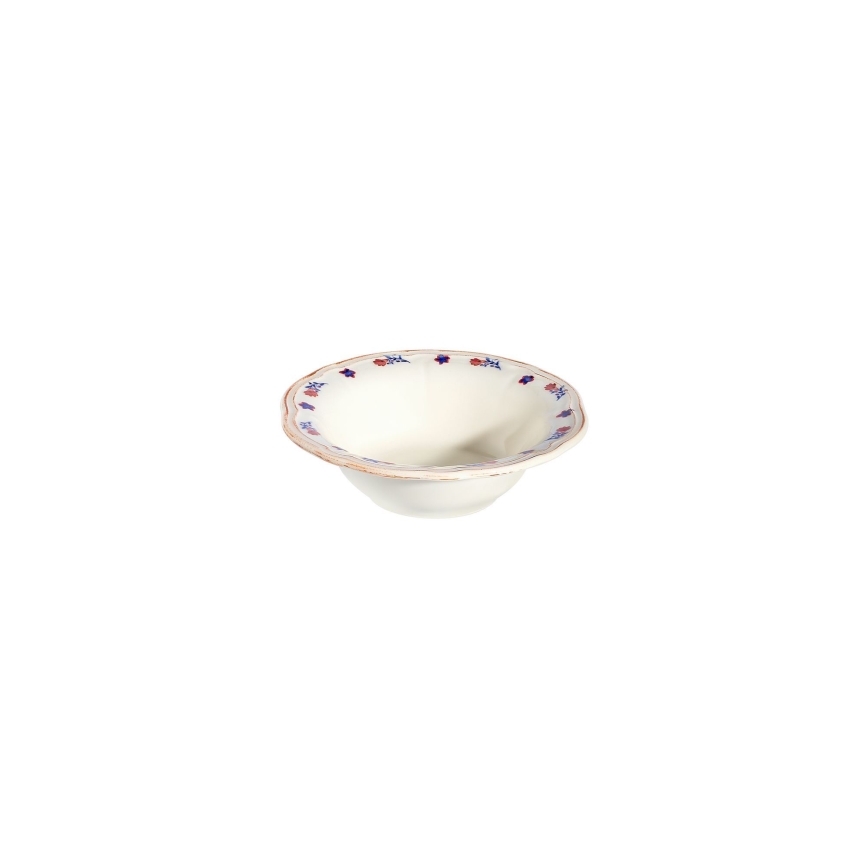 24-częściowy zestaw obiadowy, porcelanowy, biały/niebieski/czerwony