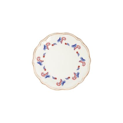 24-częściowy zestaw obiadowy, porcelanowy, biały/niebieski/czerwony