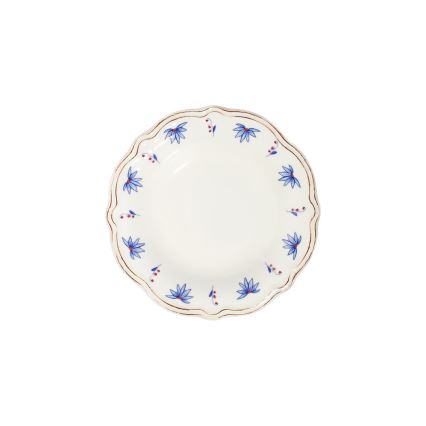 24-częściowy zestaw obiadowy, porcelanowy, biały/niebieski/czerwony