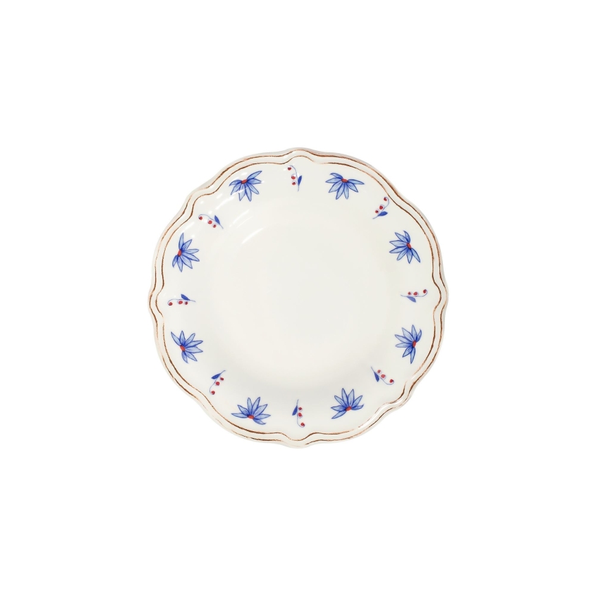 24-częściowy zestaw obiadowy, porcelanowy, biały/niebieski/czerwony