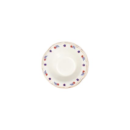 24-częściowy zestaw obiadowy, porcelanowy, biały/niebieski/czerwony