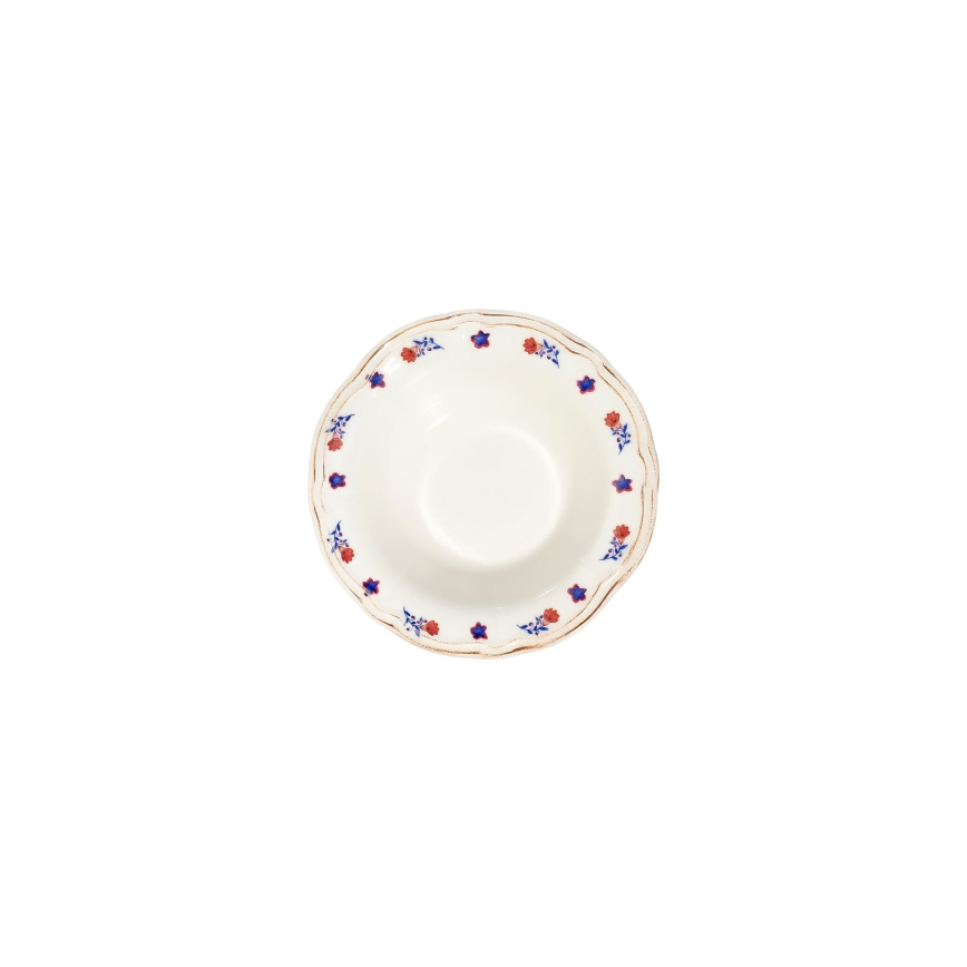 24-częściowy zestaw obiadowy, porcelanowy, biały/niebieski/czerwony