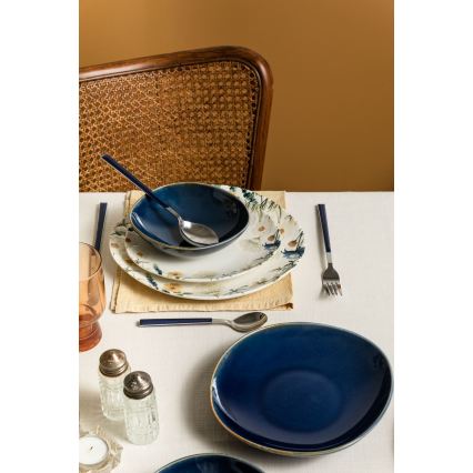24-częściowy zestaw obiadowy wielobarwny/niebieski/porcelana
