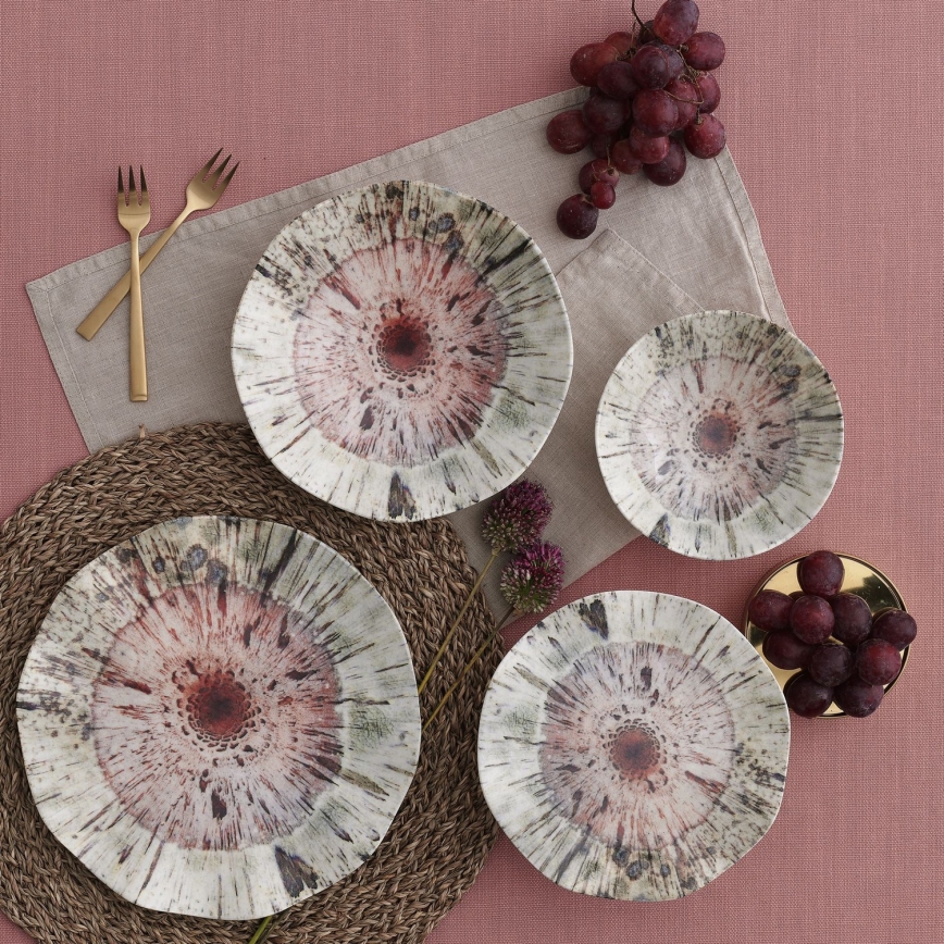 24-częściowy zestaw obiadowy, wielobarwny, porcelana