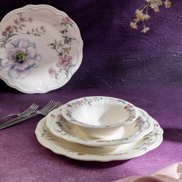 24-częściowy zestaw obiadowy, wielobarwny, porcelana