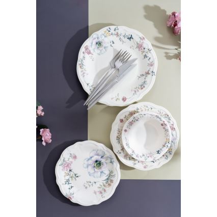 24-częściowy zestaw obiadowy, wielobarwny, porcelana