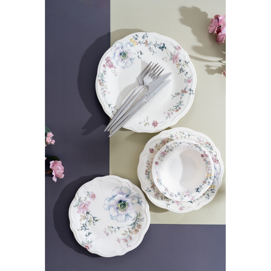 24-częściowy zestaw obiadowy, wielobarwny, porcelana