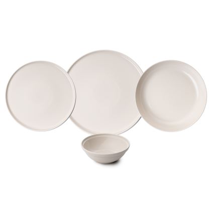 24-częściowy zestaw obiadowy z beżowej porcelany