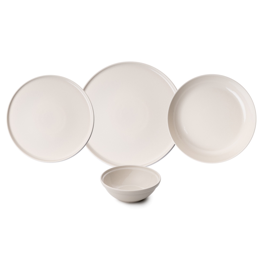 24-częściowy zestaw obiadowy z beżowej porcelany