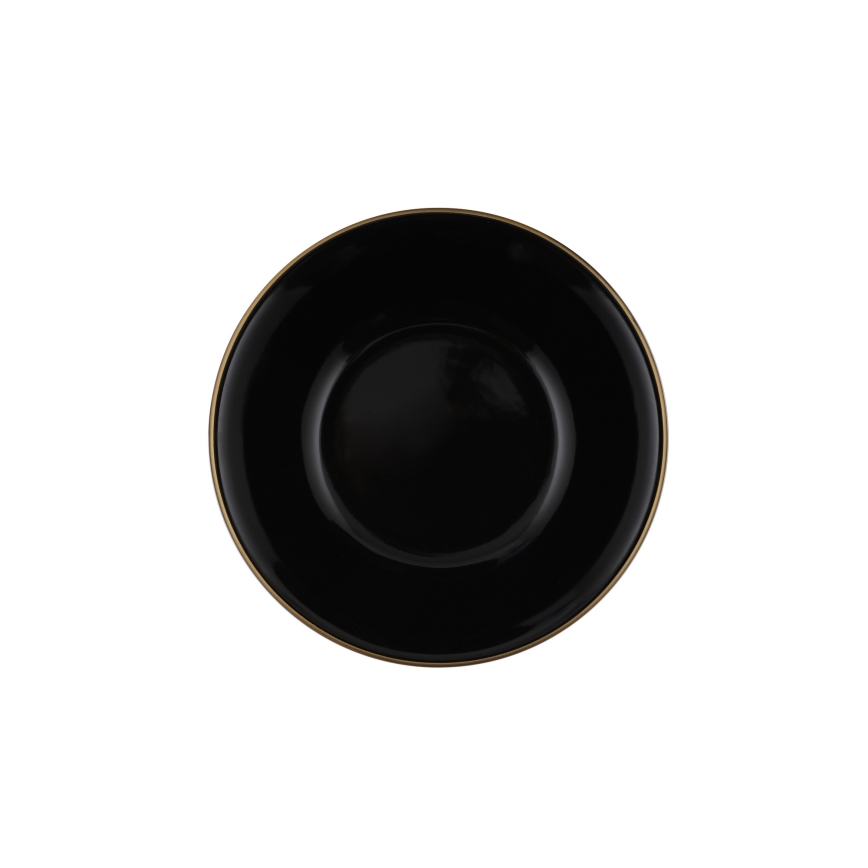 24-częściowy zestaw obiadowy — czarny ze złotymi akcentami, z kamionki
