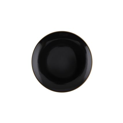 24-częściowy zestaw obiadowy — czarny ze złotymi akcentami, z kamionki