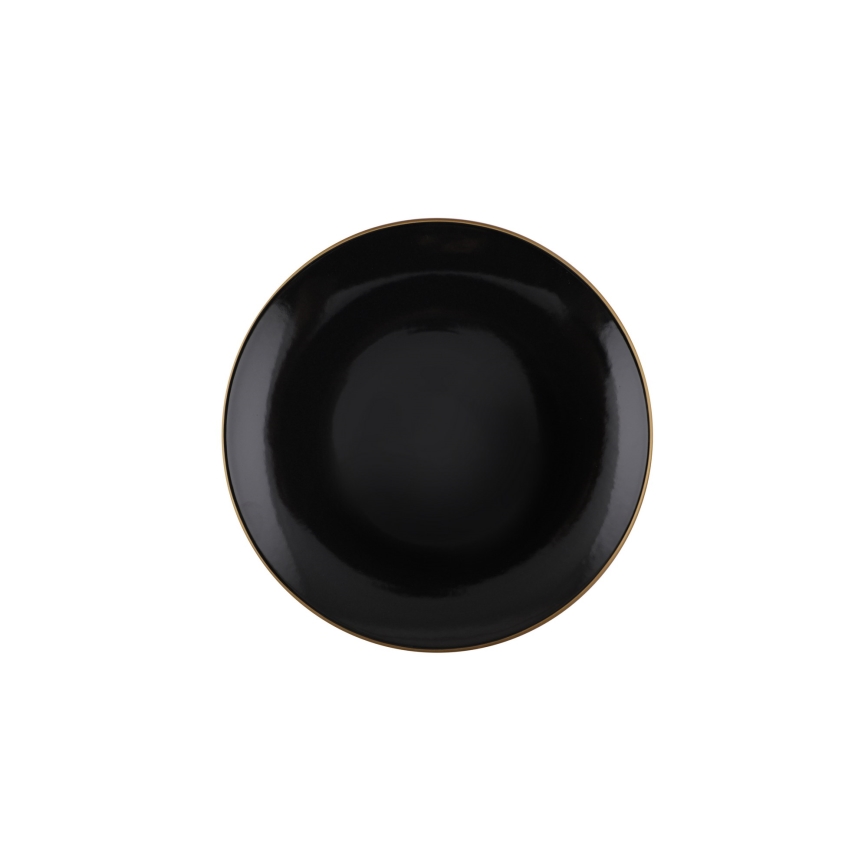 24-częściowy zestaw obiadowy — czarny ze złotymi akcentami, z kamionki