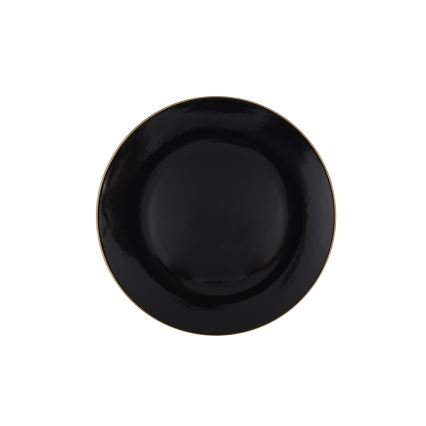 24-częściowy zestaw obiadowy — czarny ze złotymi akcentami, z kamionki