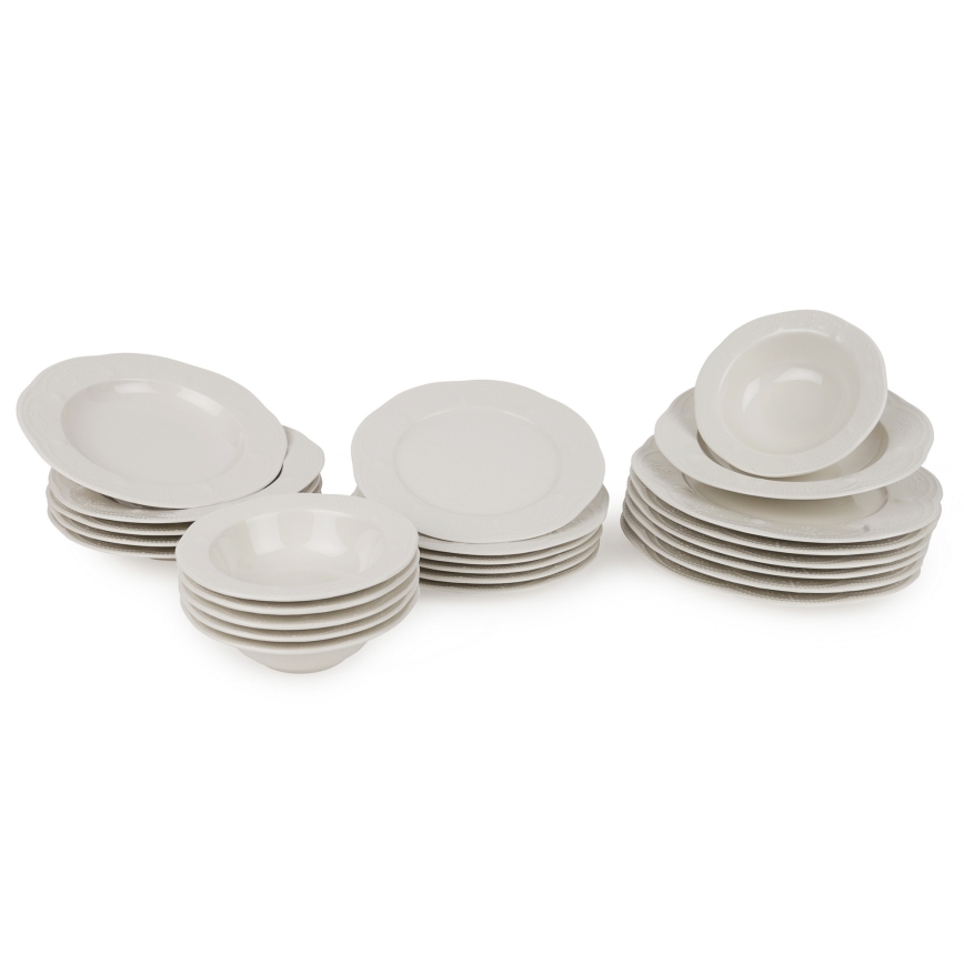24-elementowy zestaw obiadowy, biały/porcelana