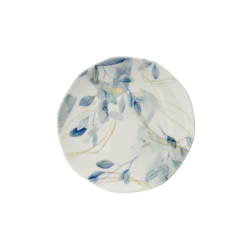 24‑częściowy komplet zastawy stołowej — biały/niebieski, porcelana