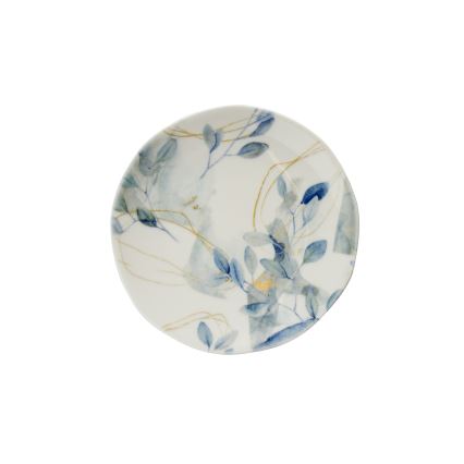 24‑częściowy komplet zastawy stołowej — biały/niebieski, porcelana