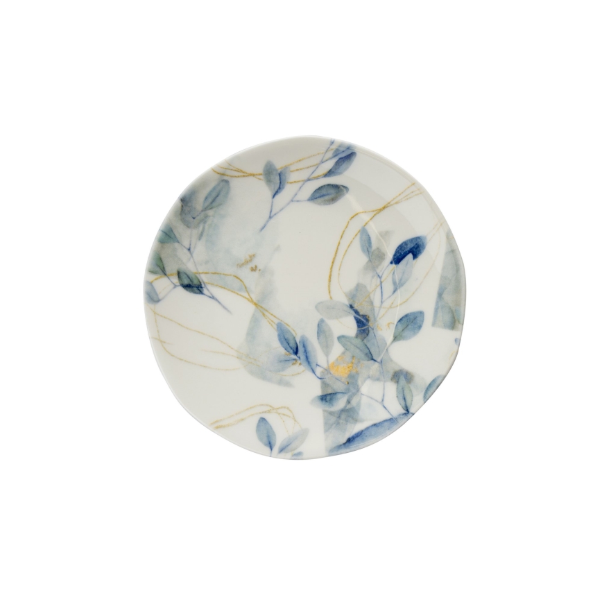 24‑częściowy komplet zastawy stołowej — biały/niebieski, porcelana