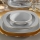 24‑częściowy zestaw obiadowy, biały/złoty, wykonany z porcelany