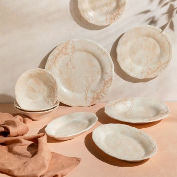 27-częściowy zestaw obiadowy, beżowy/porcelana