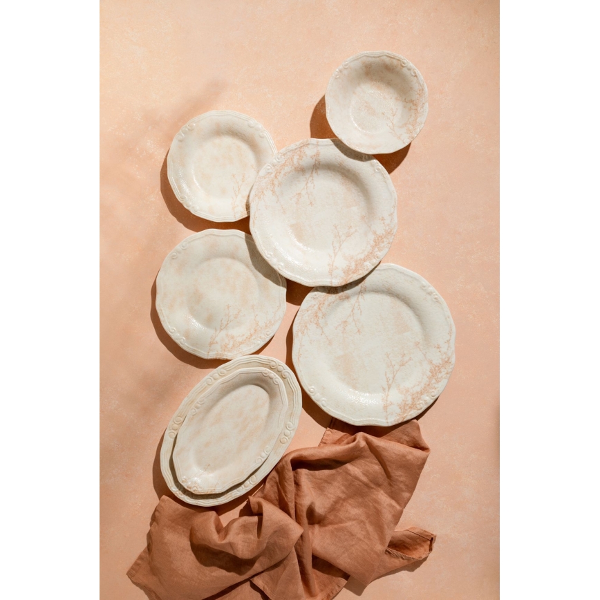 27-częściowy zestaw obiadowy, beżowy/porcelana