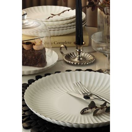 27-częściowy zestaw obiadowy, biały/srebrny, porcelana