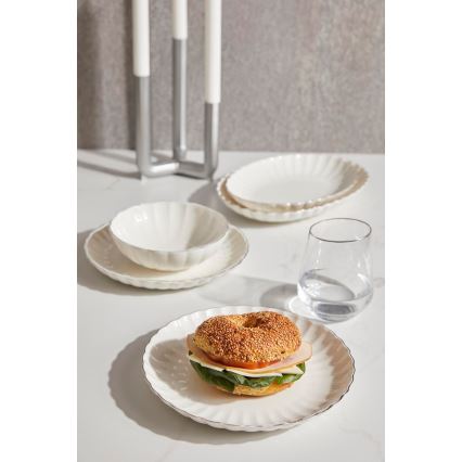 27-częściowy zestaw obiadowy, biały/złoty, porcelana