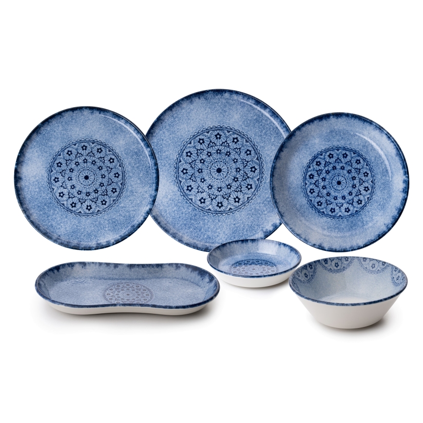 27-częściowy zestaw obiadowy, niebieski/porcelana