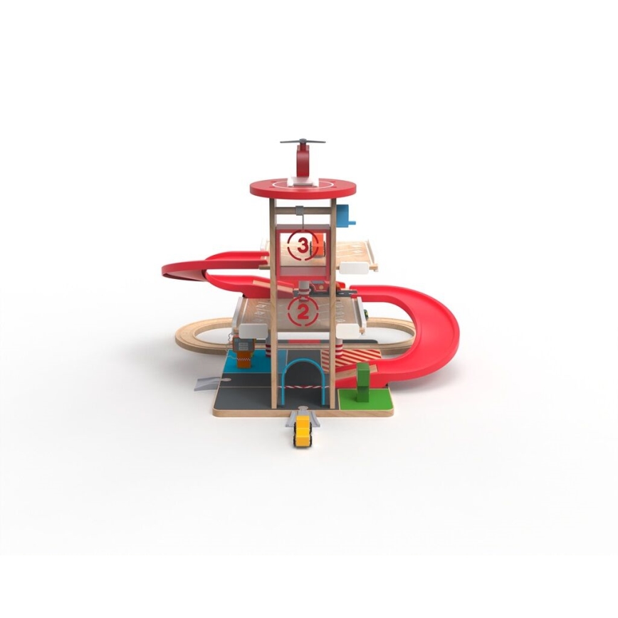 2Kids Toys - Drewniany garaż z torami kolejowymi