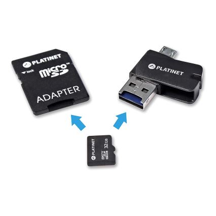 4w1 MicroSDHC 32 GB + adapter SD + czytnik kart microSD + adapter OTG