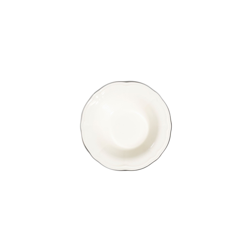 53-częściowy komplet obiadowy, biały/srebrny, porcelana